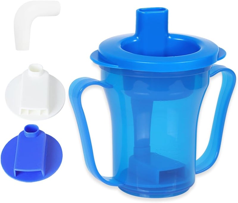 Ehucon dysphagia regulating drinking cup for elderly with difficulty swallowing,with 5cc and 10cc sip cup,assistive devices liquids only,No thickener is Used (Blue-Lid+Body,Pack of 1) - Image 1